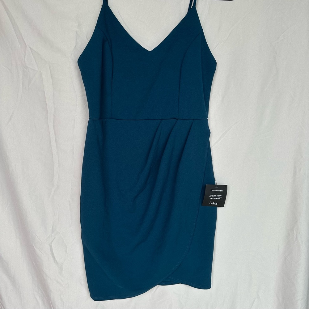 NWT Lulus Forever Your Girl Teal Blue Bodycon Dress - Picture 3 of 6